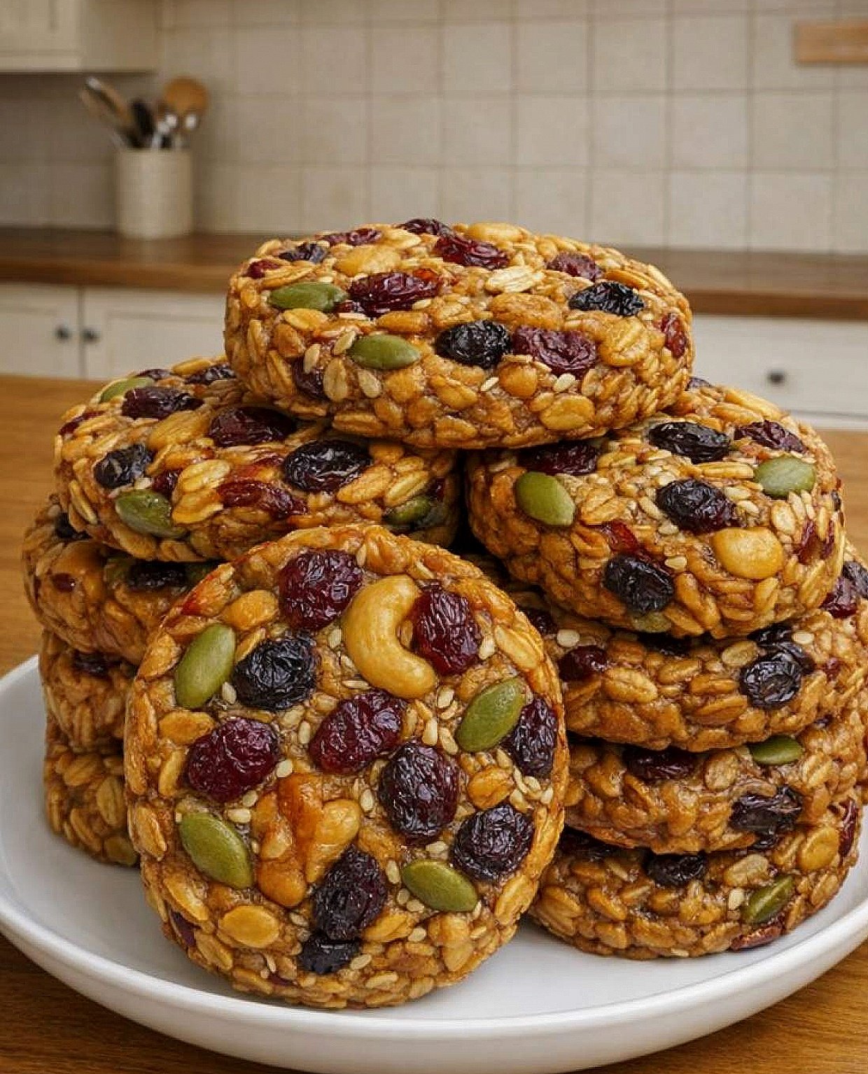 Healthy Oat Cookies With Dried Fruit and Nuts