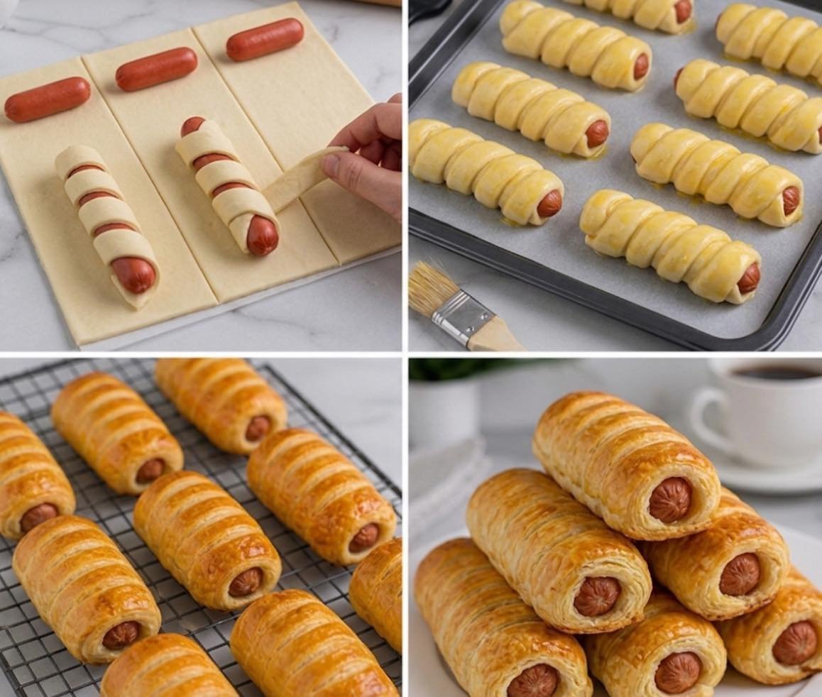 Homemade Sausage Rolls with Hot Dog Filling