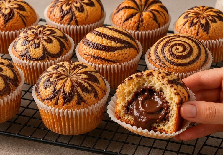 Soft & Fluffy Chocolate Swirl Muffins (No Mixer Recipe)