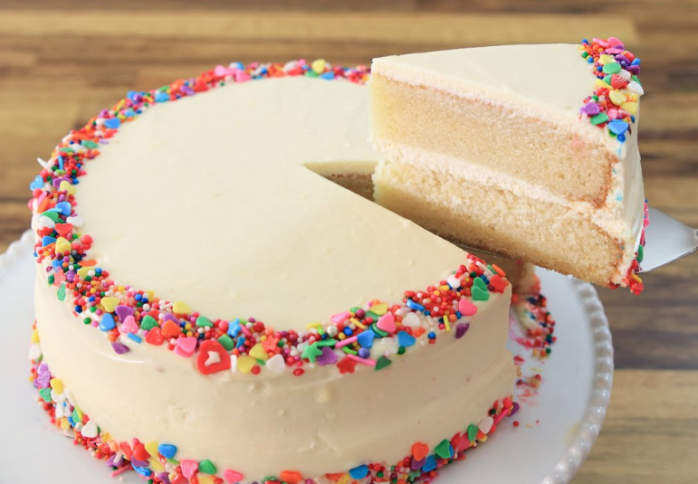 The Best Vanilla Birthday Cake with Cream Cheese Frosting