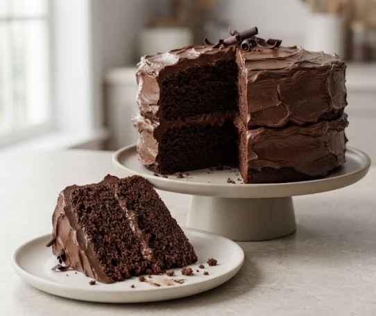 Moist Chocolate Cake with Chocolate Fudge Frosting