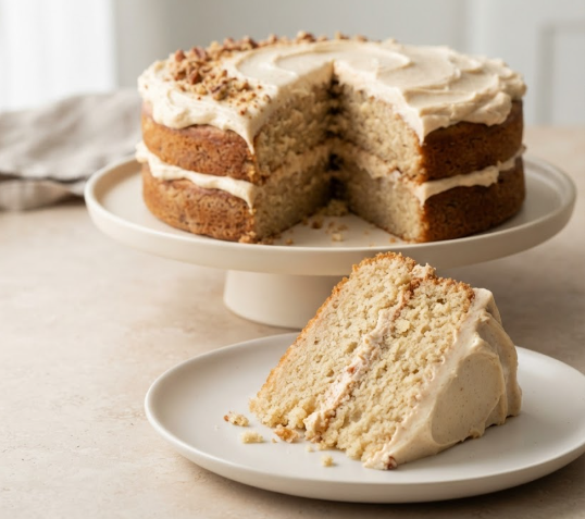 Moist Banana Cake with Brown Butter Cream Cheese Frosting