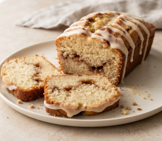 Cinnamon Roll Quick Bread with Cream Cheese Glaze